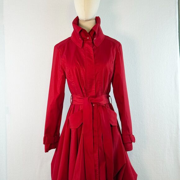 Samuel Dong | Classic Red Bubble Balloon Dress Coat | Sz S - Picture 6 of 15
